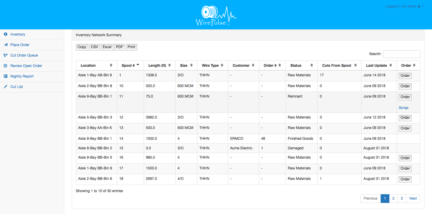 Wire Pulse Inventory Page