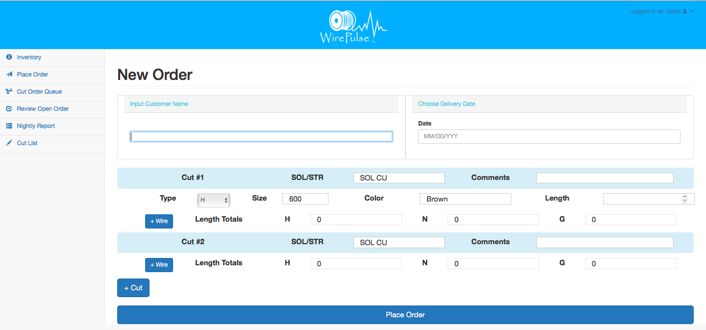 Wire Pulse Order Page